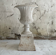 Load image into Gallery viewer, Pair Of Late 19th Century Cast Iron Urns On Plinths