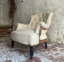 Load image into Gallery viewer, Early 19th Century French Button Back Fauteuil