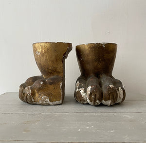 Pair Of Late 18th Century French Carved Gilt Wood Lions Feet