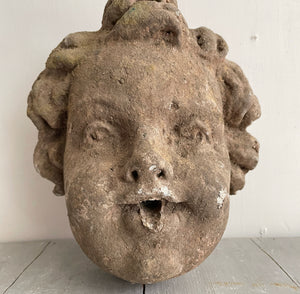 Late 19th Century French Stone Putti Head