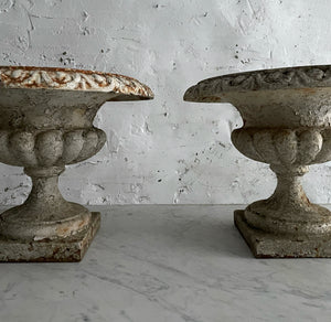 Pair Of Early 19th Century French Cast Iron Urns
