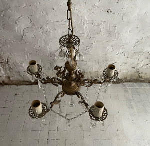 19th Century French 5-Arm Electric Chandelier